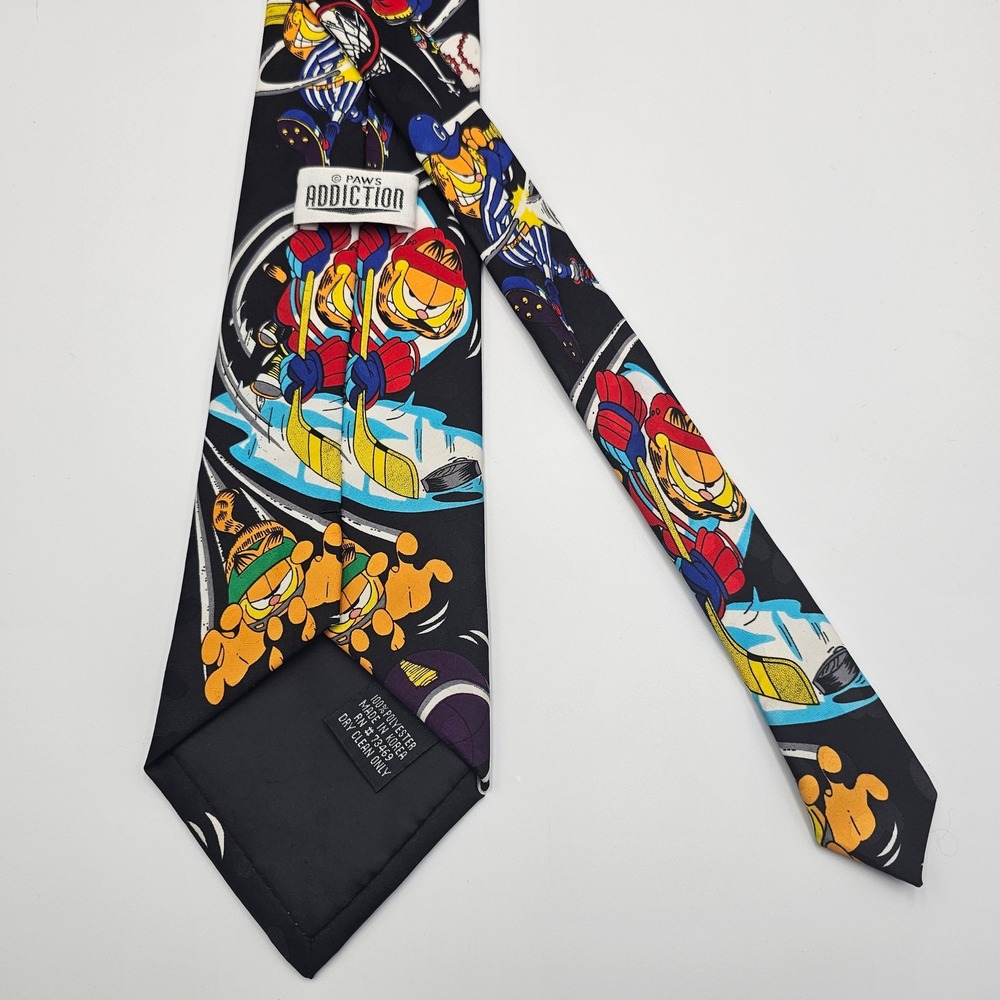 Vintage Garfield Paws Addiction Men's Tie All Over Print Sports Cartoon Novelty